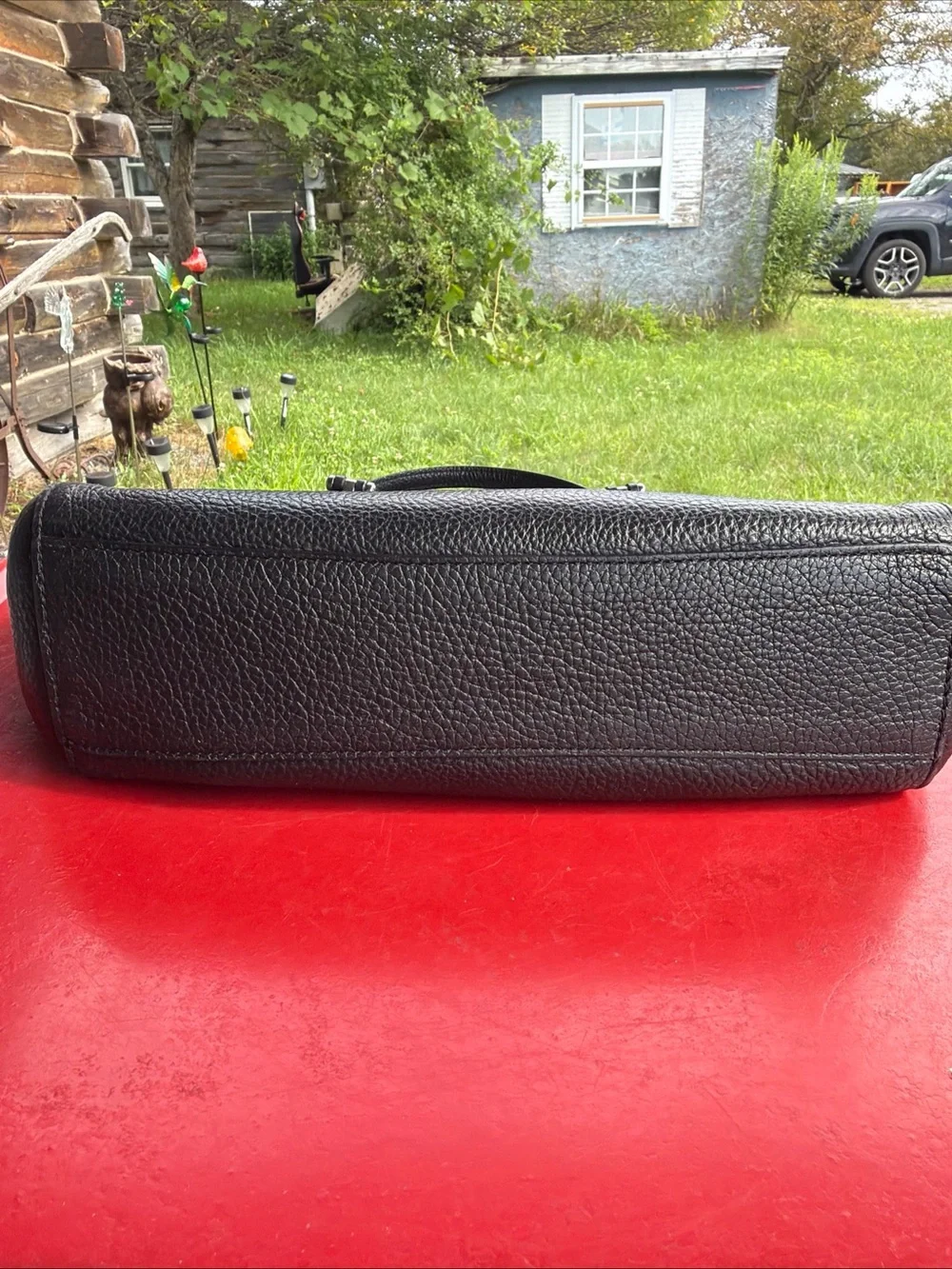 Coach Black Pebbled Leather Tote with Gold-Tone Logo
